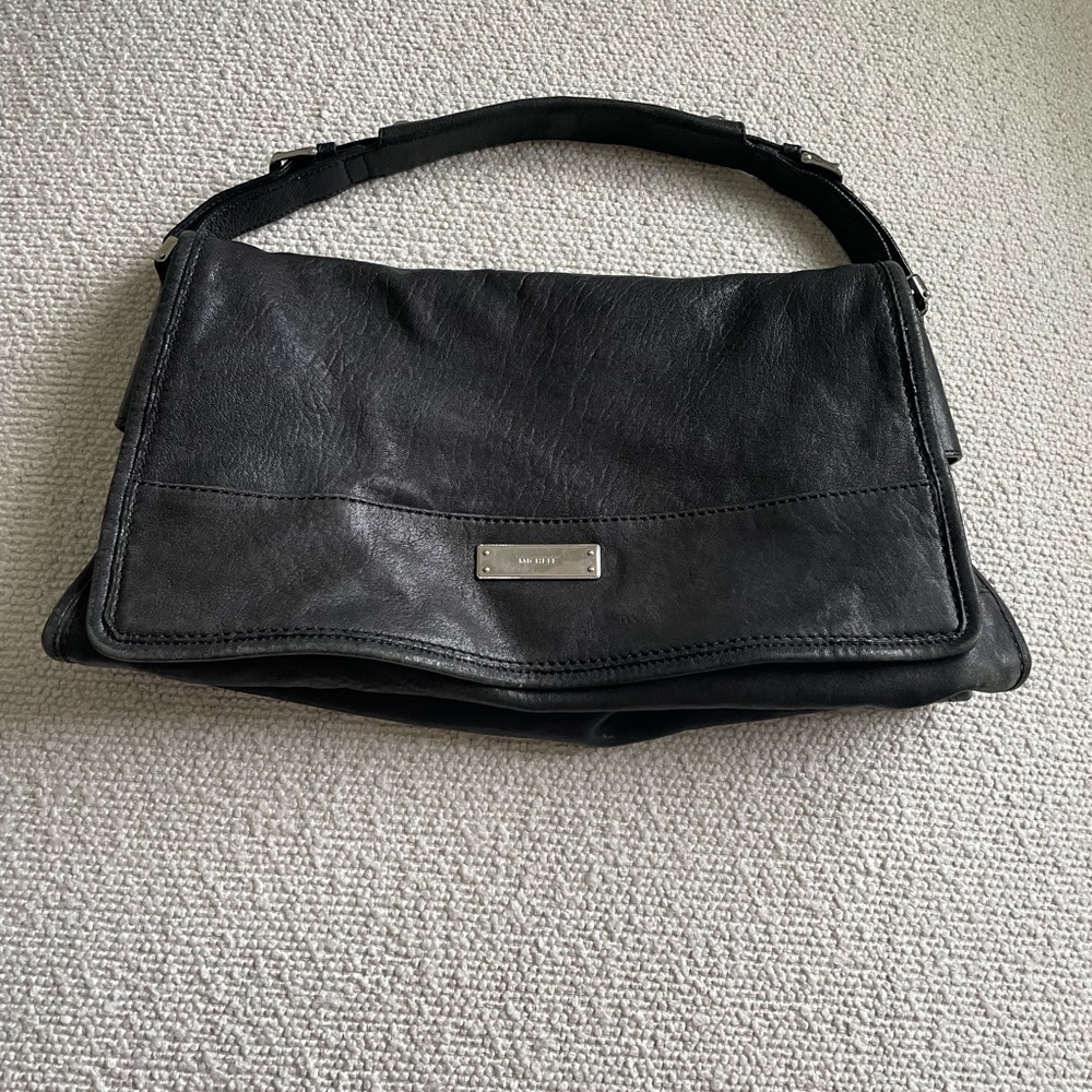 Michele Black Leather Bag with Silver Accent